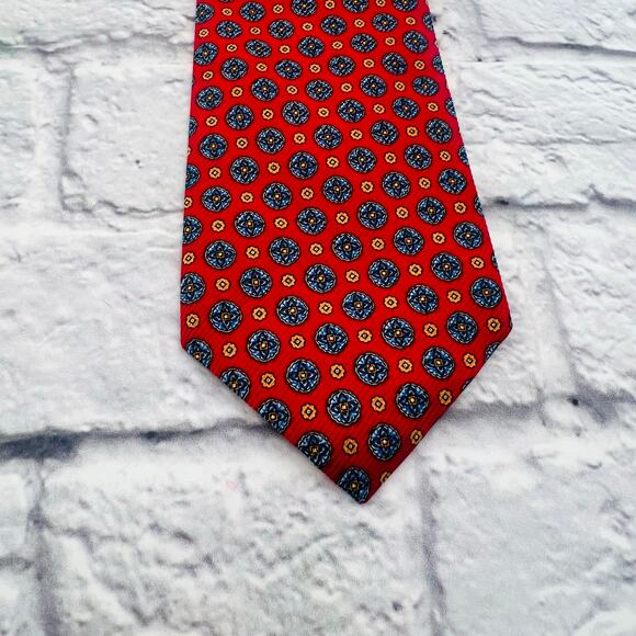 NOT FOR SALE         ROBERT TALBOTT‎ Mr. Wicks Medallion Silk Neck Tie Red/Blue - Picture 2 of 6
